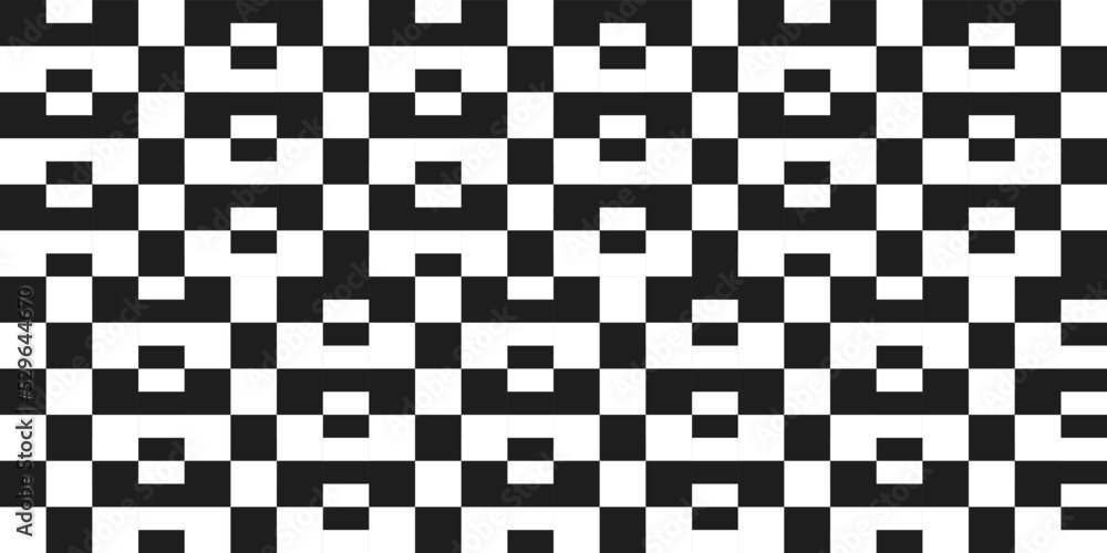 Poster A repeating pattern of black and white rectangles creates a simple texture. Vector seamless and checkered.