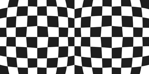 Black and white checkered convex pattern. Vector with seamless optical pattern for print and interior.