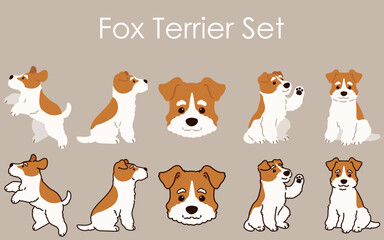 Simple and cute Fox Terrier illustrations set