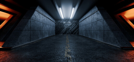 Underground Shelter Nuclear Bunker Hangar Car Garage Showroom Metal Mountain Rock Rough Walls Dark Tunnel Corridor Sci Fi Futuristic Spaceship 3d Rendering © IM_VISUALS