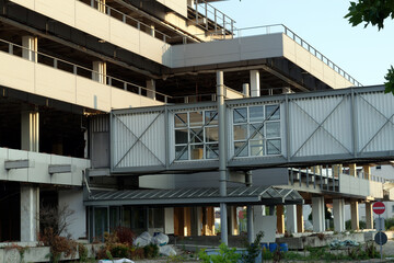 Entrance of a vacant derelict commercial building