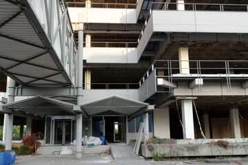 Entrance of a vacant derelict commercial building