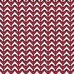 Vector seamless symmetric retro stylish pattern to a set for backdrop, wrapping paper, fabric, greeting card and invitation card with often repeating decorative black-outlined red heart elements