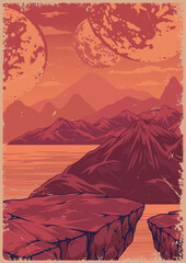 Space landscape flyer vintage colorful © DGIM studio