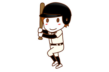 （全身斜め）バットを持って構え野球を楽しんでいる白人男性