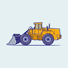 Obraz na płótnie Canvas Yellow bulldozer isolated. tractor cartoon building transportation icon vector illustration