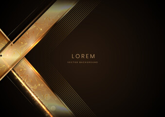Abstract elegant gold lines diagonal on black background. Luxury style with copy space for text.