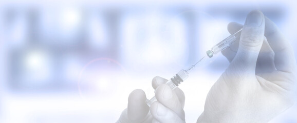 Doctor prepares vaccine for flu or coronavirus like the Covid-19