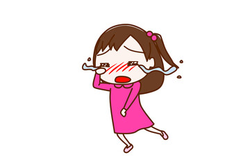 （全身斜め）大泣きして涙が流れながら走って逃げている少女