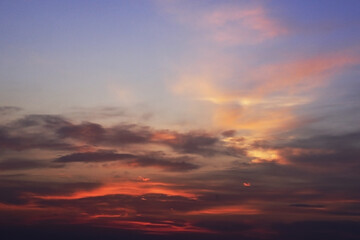 The play of colors in the sky at the time of the summer sunset