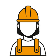 A icon of Construction worker woman with helmet. Modern vector illustration of builder