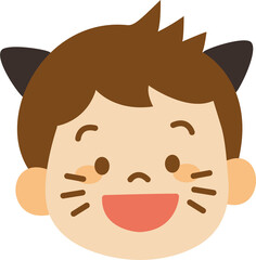 ハロウィン　子ども　仮装　黒猫　イラスト　主線なし
