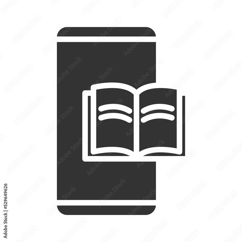Poster ebook smartphone vector glyph icon isolated on white background. ebook smartphone stock vector icon 