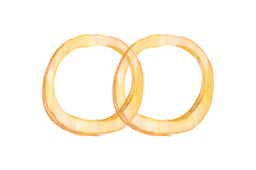 Golden wedding rings. Watercolor illustration isolated on white background.