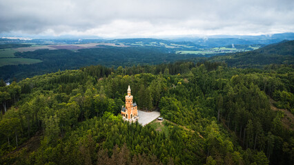 Goethe's Lookout Tower (Goethova vyhlídka) in Karlovy Vary, Czech Republic

