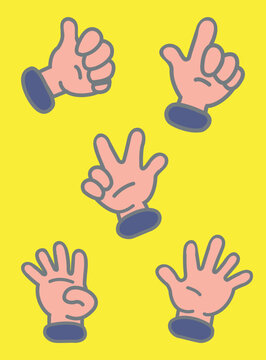 gestures hand set numbers vector illustration