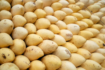 Freshness yellow mango arrange neatly on the fruit stall in supermarket