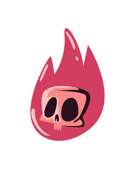 flat skull with fire