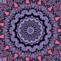 Folk traditional spiritual tribal design. Curved doodling motif. Color art. Vector