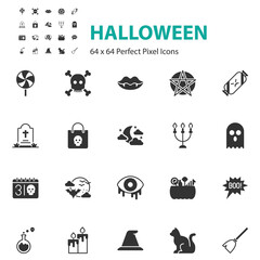 set of halloween icons, ghost, scary