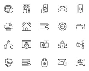 Fototapeta premium set of security icons. cyber security, protect, safety