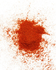 Ground paprika on a white isolated background