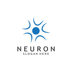 nerve cell logo or neuron logo with vector template