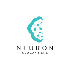 nerve cell logo or neuron logo with vector template