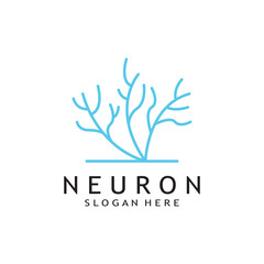 nerve cell logo or neuron logo with vector template