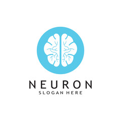 nerve cell logo or neuron logo with vector template