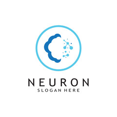 nerve cell logo or neuron logo with vector template