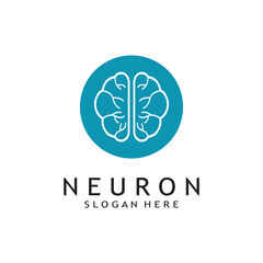 nerve cell logo or neuron logo with vector template