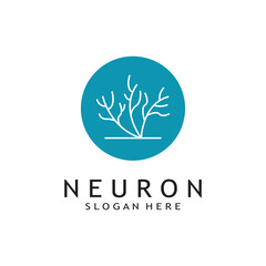 nerve cell logo or neuron logo with vector template