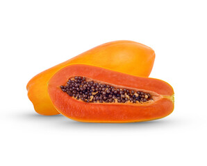 Fresh papaya isolated on transparent background (.PNG)