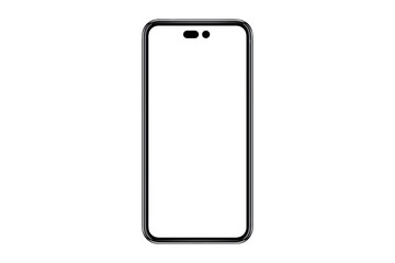 Smartphone similar to iphone 14 with blank white screen for Infographic Global Business Marketing Plan, mockup model similar to iPhone isolated Background of digital investment economy - Clipping Path