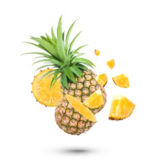 Fresh pineapple isolated on transparent background (.PNG)