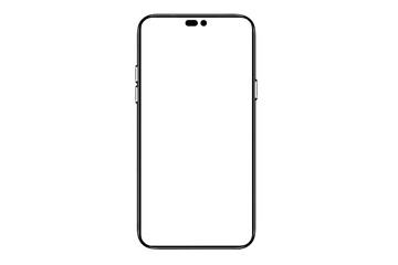 Smartphone similar to iphone 14 with blank white screen for Infographic Global Business Marketing...