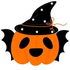 Halloween Pumpkin with Witch Hat