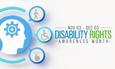 Disability Rights awareness month is observed every year from November 3 to December 3. 3D Rendering