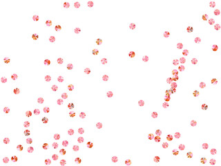 Pink gold paillettes confetti placer vector background. Birthday anniversary greeting card background. Elegant glossy bead particles party decoration. Birthday celebration confetti.