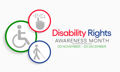 Disability Rights awareness month is observed every year from November 3 to December 3, Vector illustration