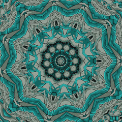 Seamless tracery tile mehndi design. Ethnic ornament, colorful doodle symmetry texture. Folk traditional spiritual tribal design. Curved doodling motif. Color art