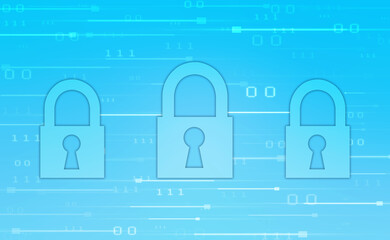 Digital Padlock on abstract technology background, Technology security concept. Modern safety digital background. Protection system, Cyber Security and safety information, personal data concept
