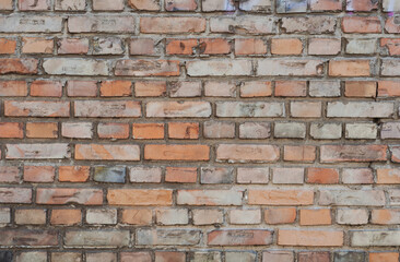 Texture of an old brick wall. Empty red brick wall background