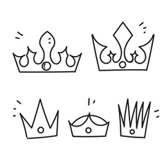 hand drawn doodle crown illustration vector