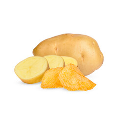 Potatoes and potato chips isolated on transparent background (.PNG)
