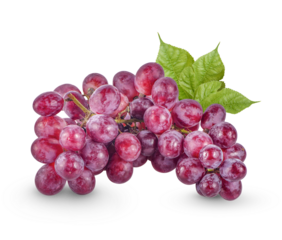 Red grape with leaves isolated on transparent background (.PNG)