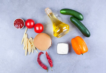 
burger food gray background
