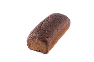 brown rye bread isolated on white background
