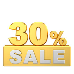3D thirty percent sale. 30% sale. Sale banner decoration.